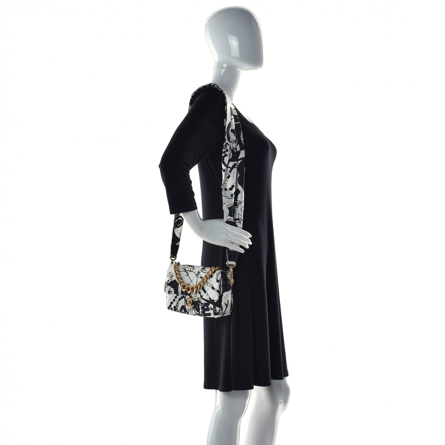 Canvas Printed Deer Coco Mini Single Flap White Black