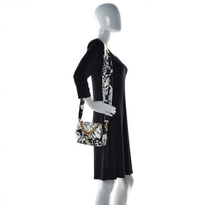 Chanel Canvas Printed Deer Coco Mini Single Flap White Black 3 of 14