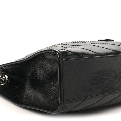 Saint Laurent Crinkled Calfskin Matelasse Monogram Medium Niki Shopper Tote Black 9 of 10