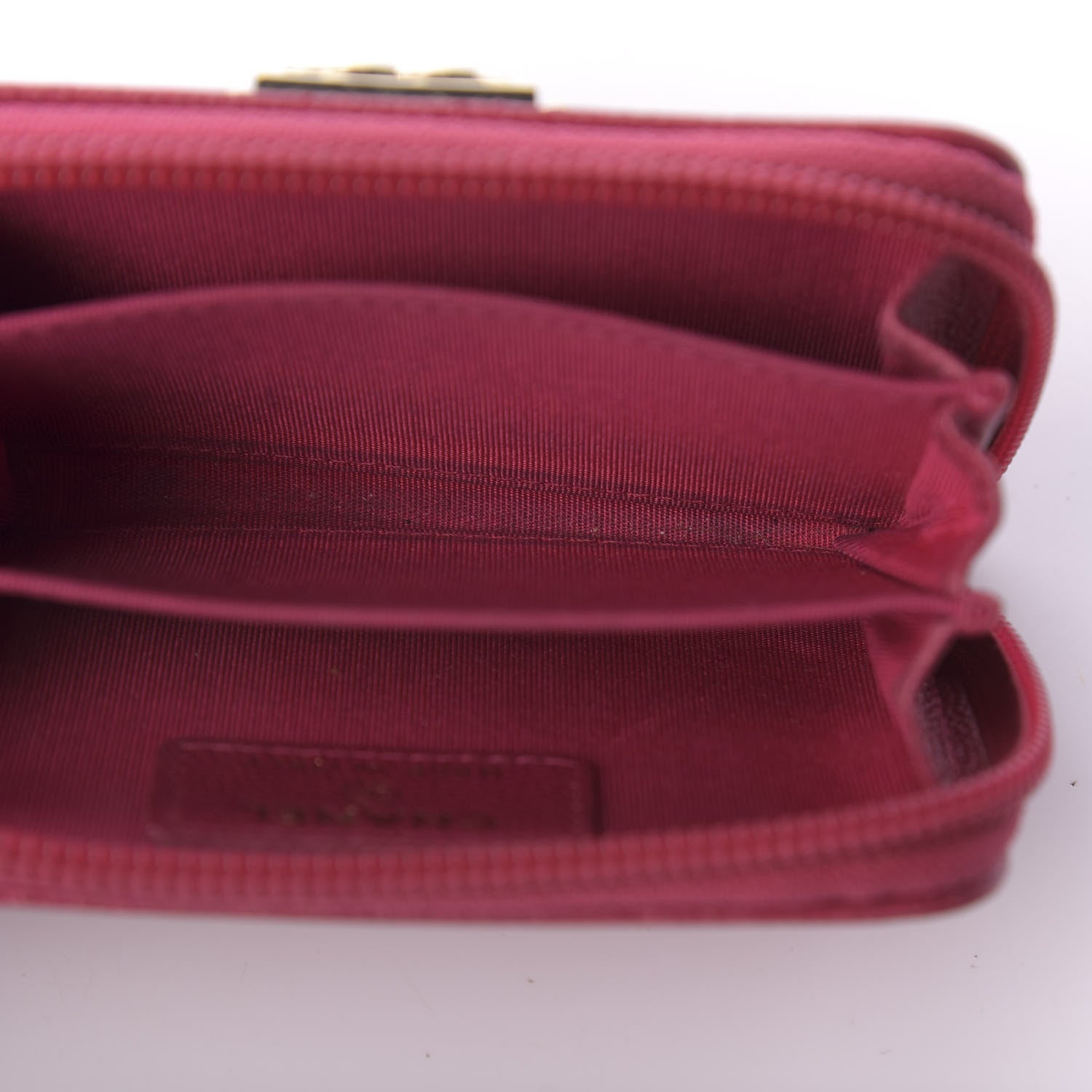 Chanel Caviar Quilted Boy Zip Around Coin Purse Wallet Dark Pink 10 of 11