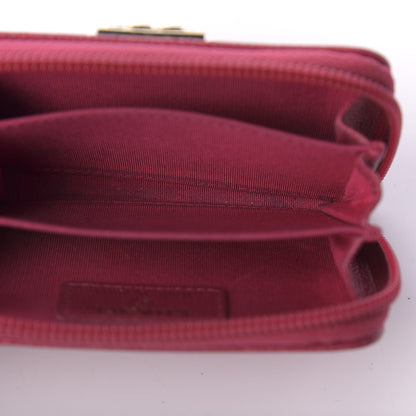 Chanel Caviar Quilted Boy Zip Around Coin Purse Wallet Dark Pink 10 of 11