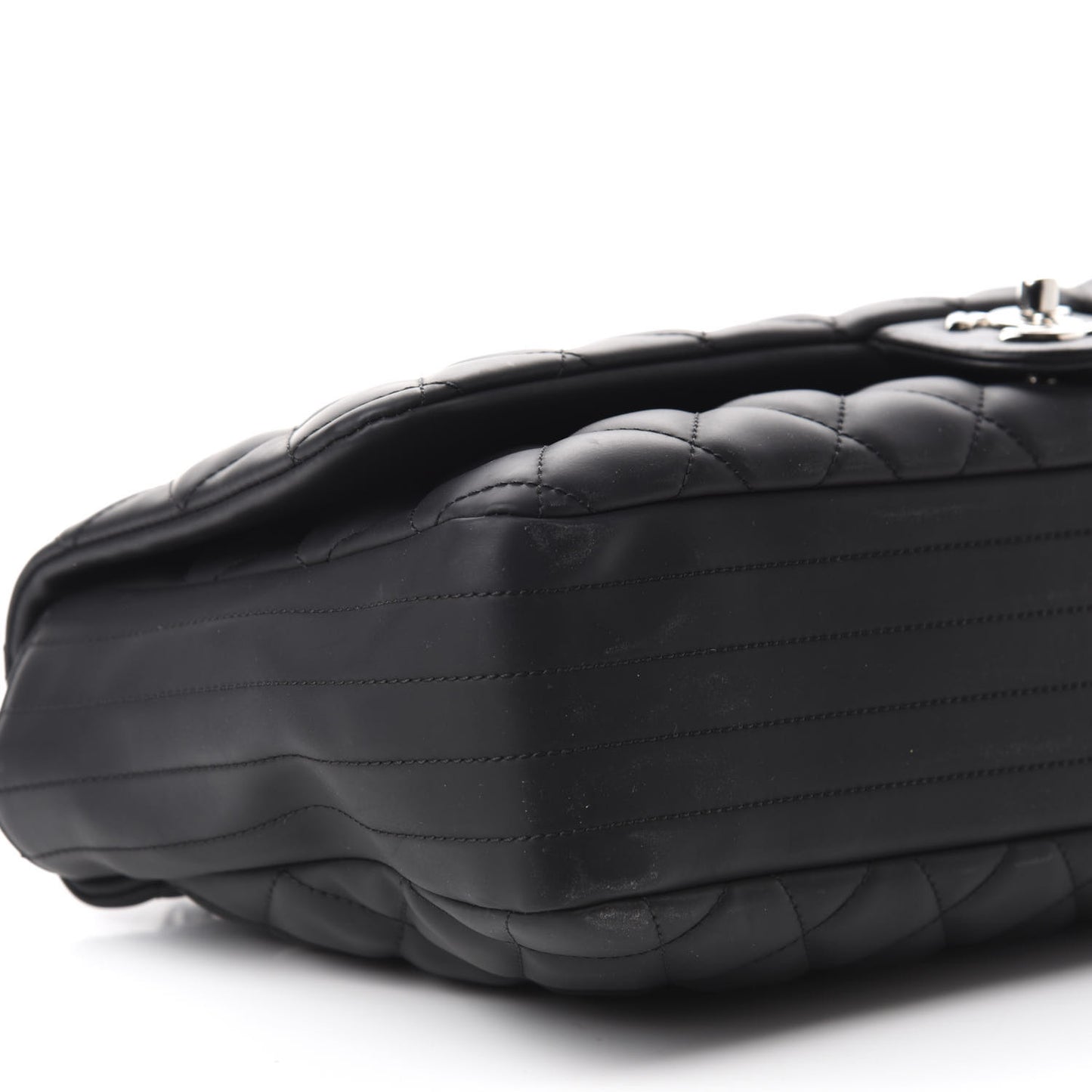 Rubber Quilted Lambskin Maxi Coco Rain Flap Black