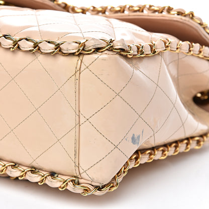 Chanel Patent Quilted Jumbo XL Chain Around Flap Beige 10 of 19