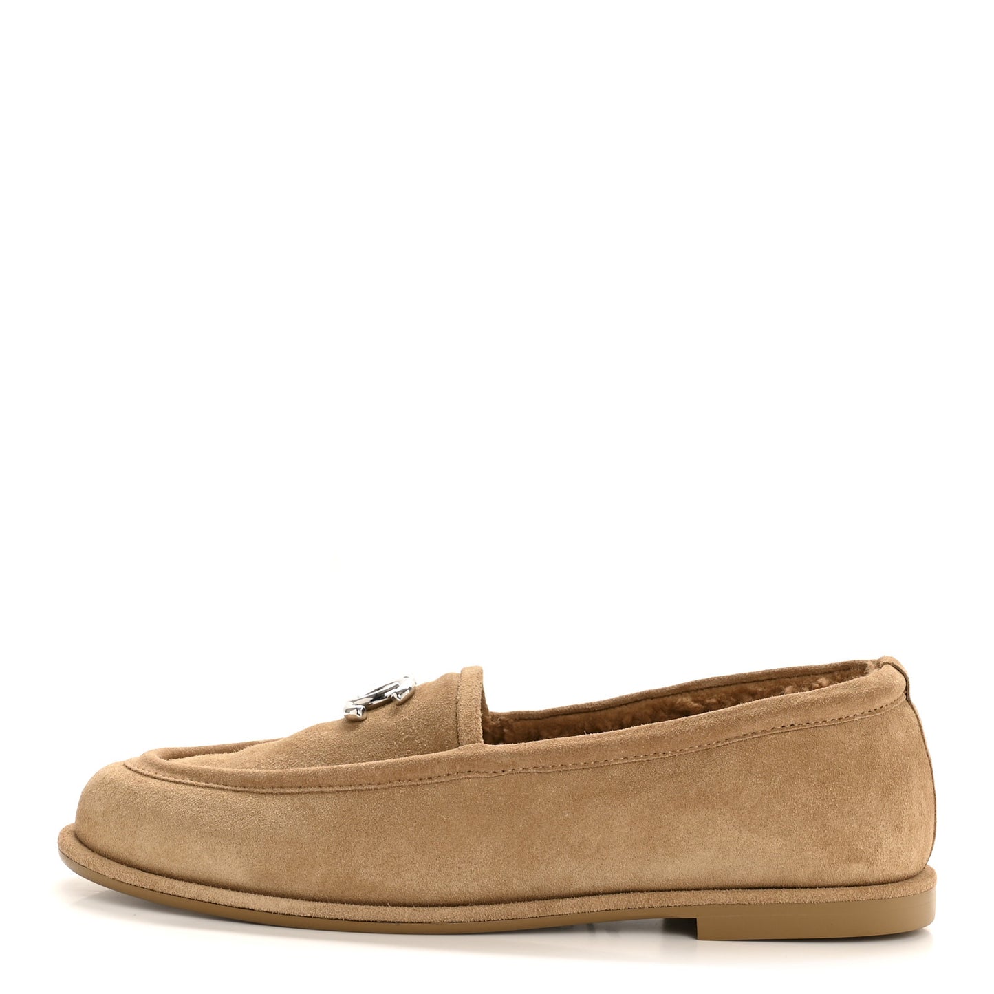 Suede Calfskin CC Loafers 39.5 Dark Beige
