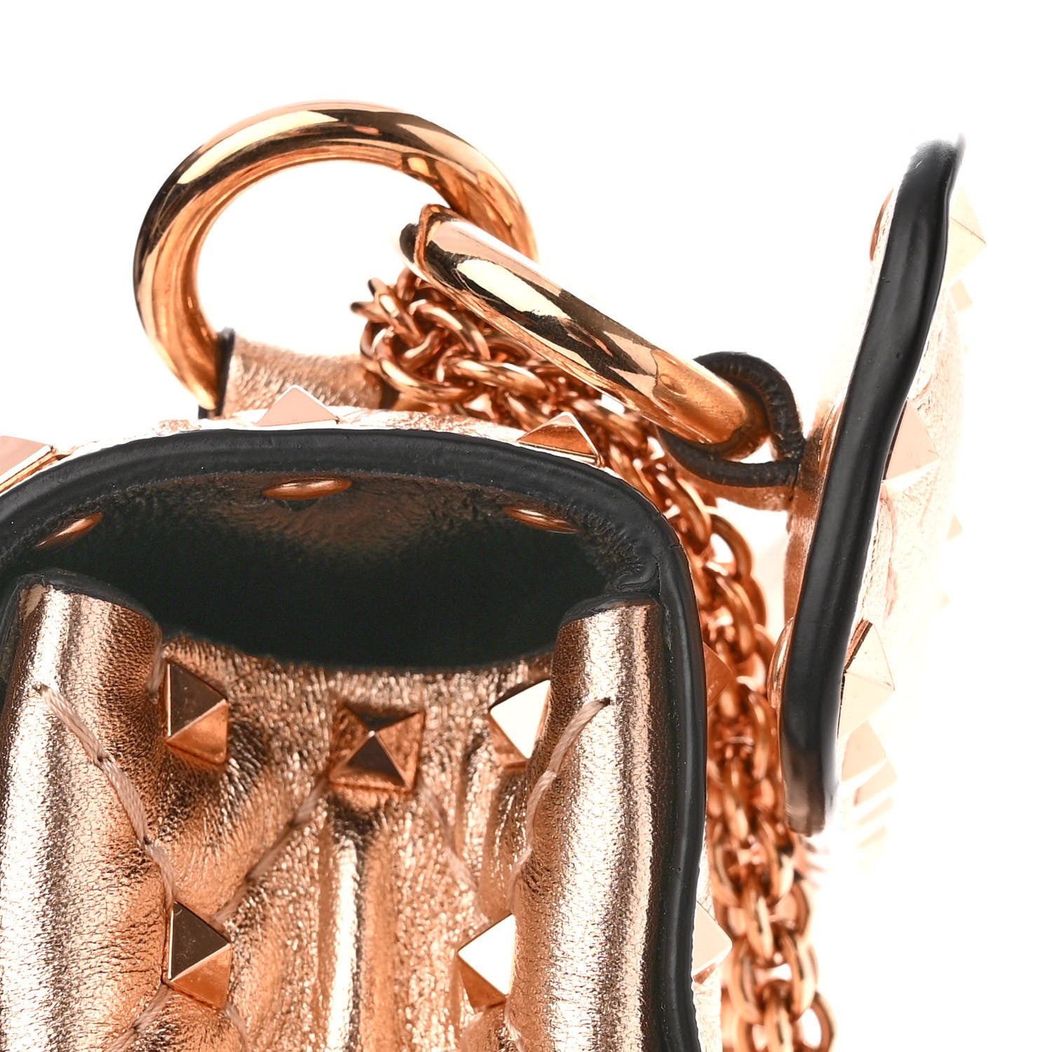 Valentino Garavani Metallic Nappa Medium Rockstud Spike Shoulder Bag Rame 10 of 11