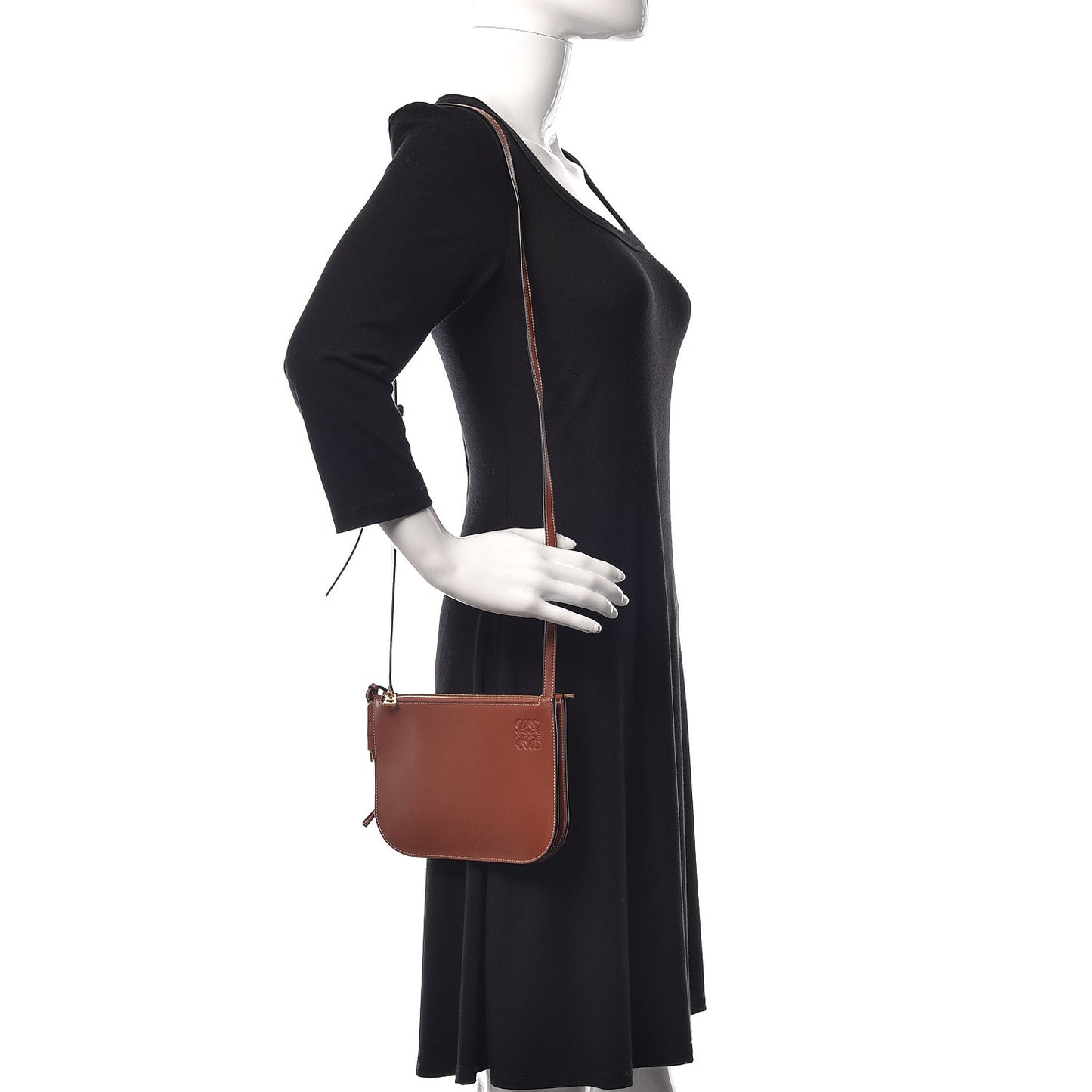 Calfskin Gate Double Zip Pouch Crossbody Brick