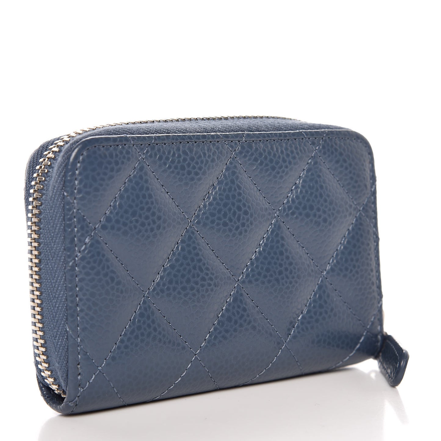 Caviar Quilted Zip Coin Purse Blue