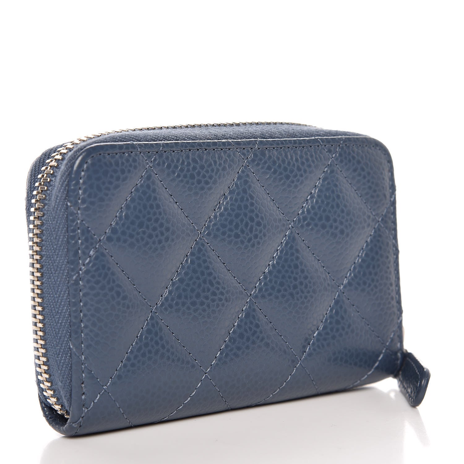 Chanel Caviar Quilted Zip Coin Purse Blue 3 of 8