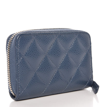 Chanel Caviar Quilted Zip Coin Purse Blue 3 of 8
