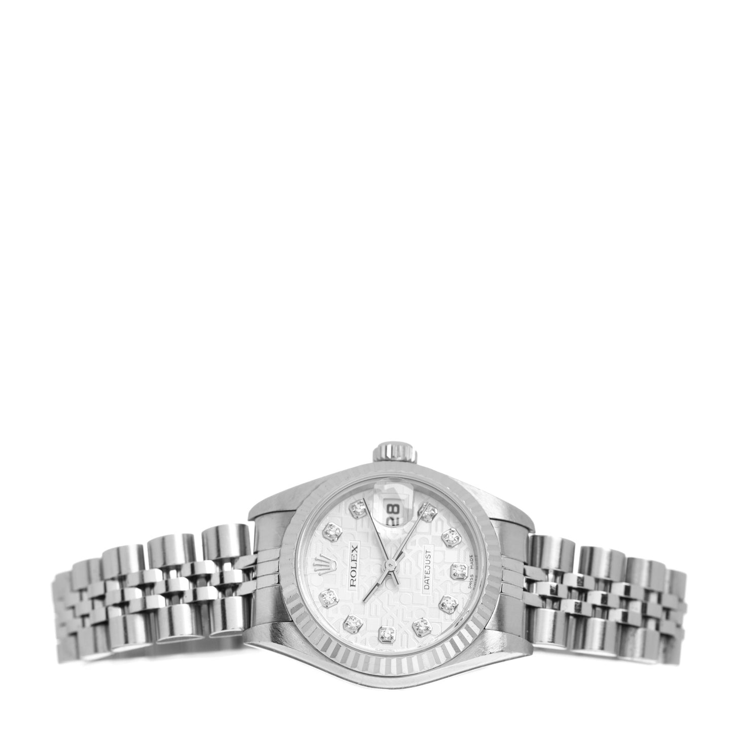 Stainless Steel 18K White Gold Diamond 26mm Oyster Perpetual Datejust Watch Silver Jubilee 179174