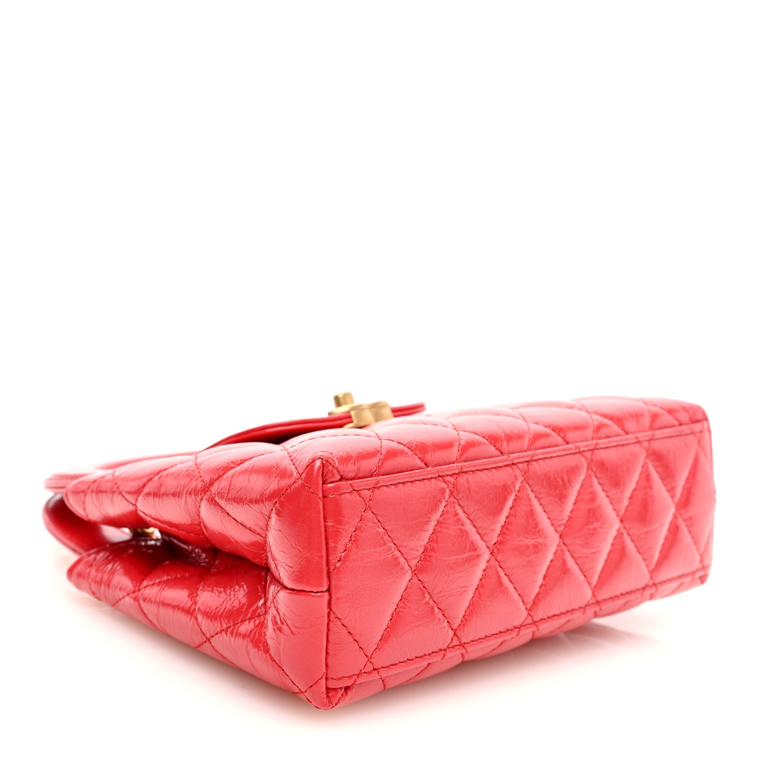 Chanel Shiny Aged Calfskin Quilted Nano Kelly Shopper Red 4 of 10