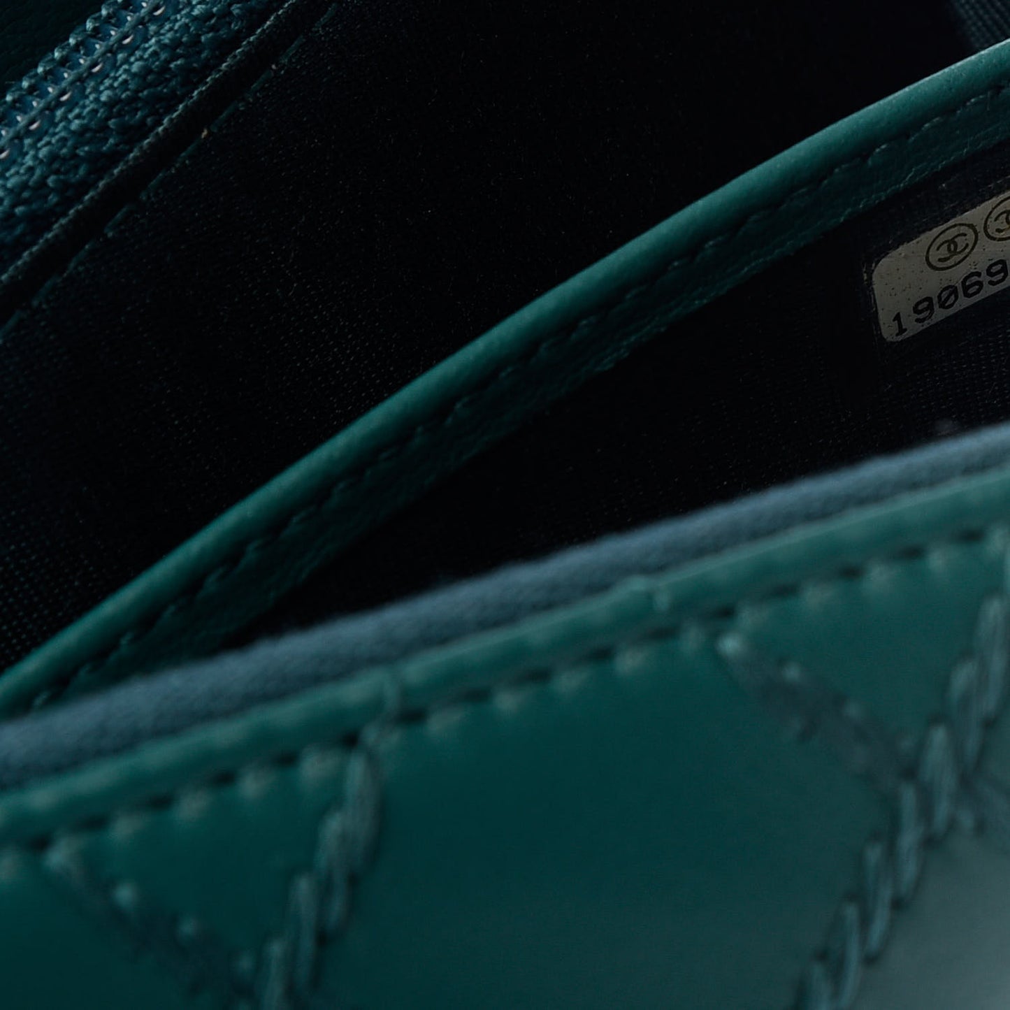 Lambskin Diamond Stitched Large Zip Around Wallet Dark Green