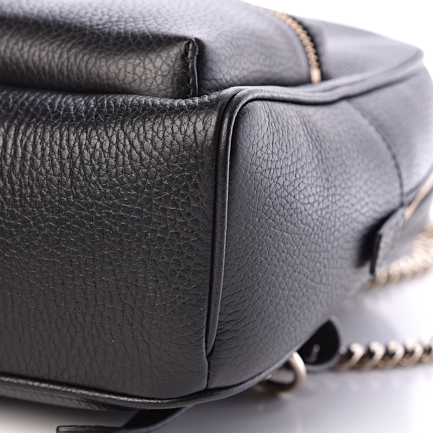 Pebbled Calfskin Soho Chain Backpack Black