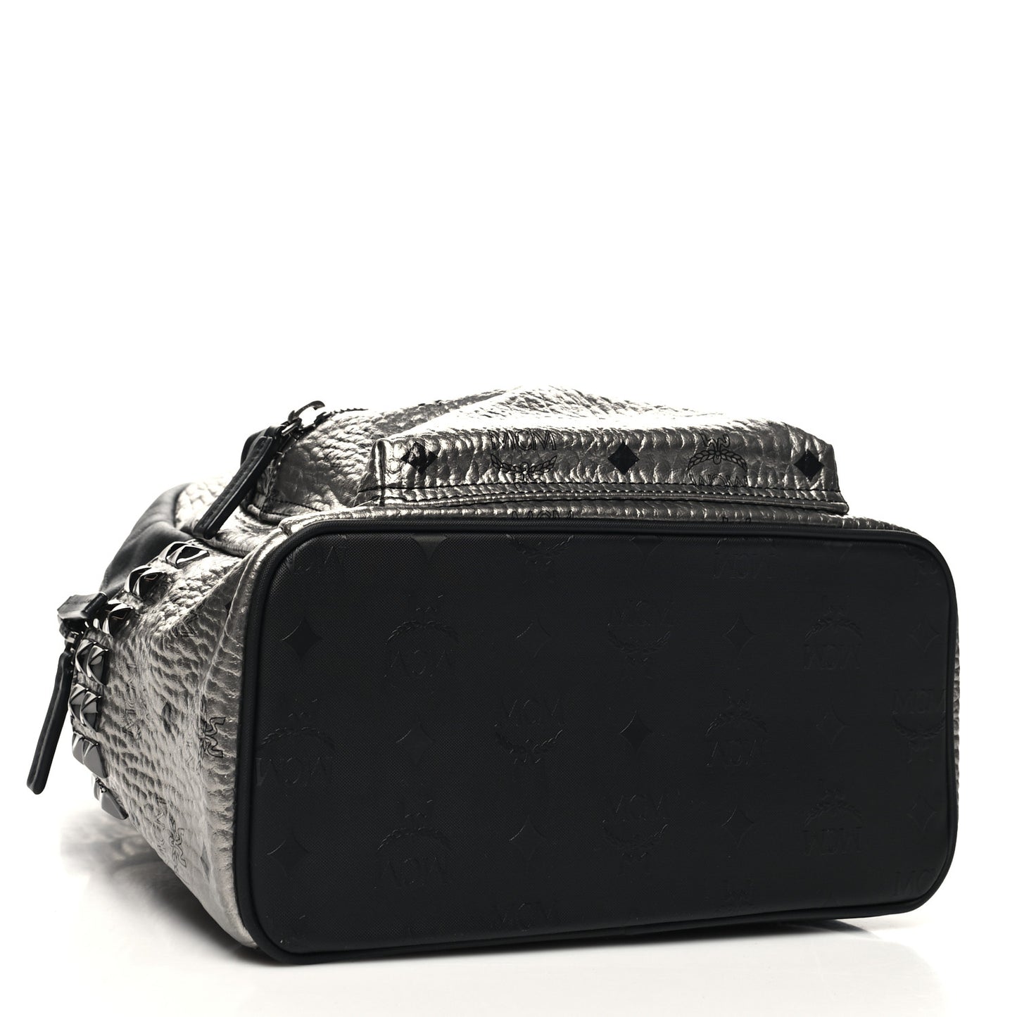 Metallic Visetos Small Side Stud Stark Backpack Silver Black