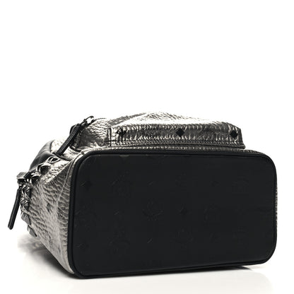MCM Metallic Visetos Small Side Stud Stark Backpack Silver Black 4 of 9