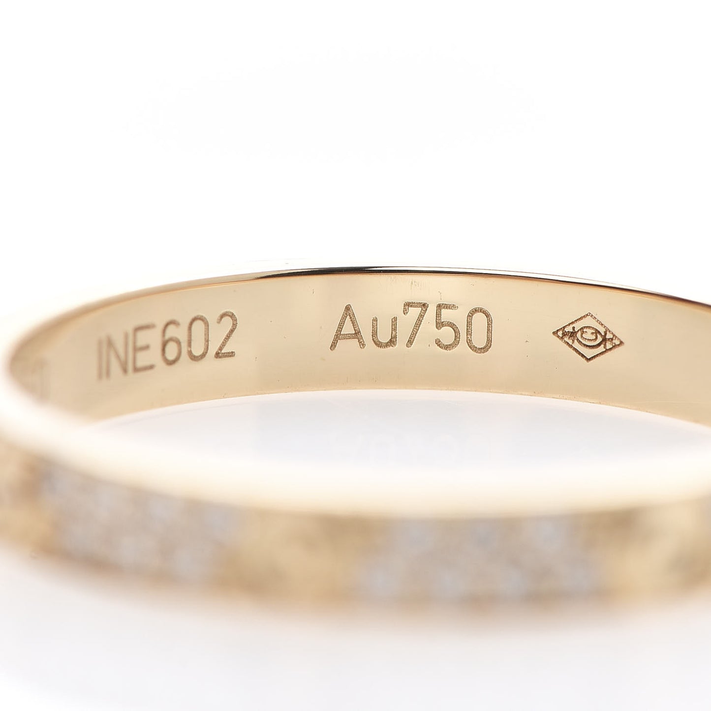 18K Yellow Gold Diamond 2.6mm LOVE Paved Band Ring 50 5.25