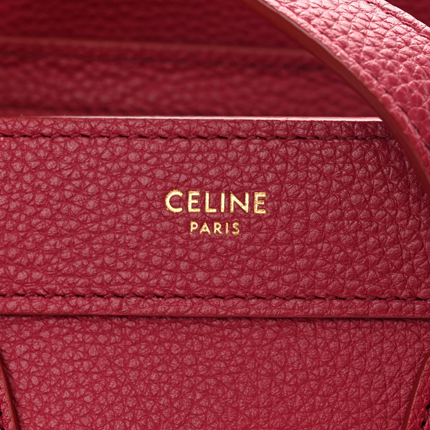 Celine Drummed Calfskin Nano Luggage Rasberry 6 of 11