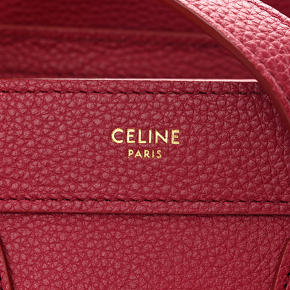 Celine Drummed Calfskin Nano Luggage Rasberry 6 of 11