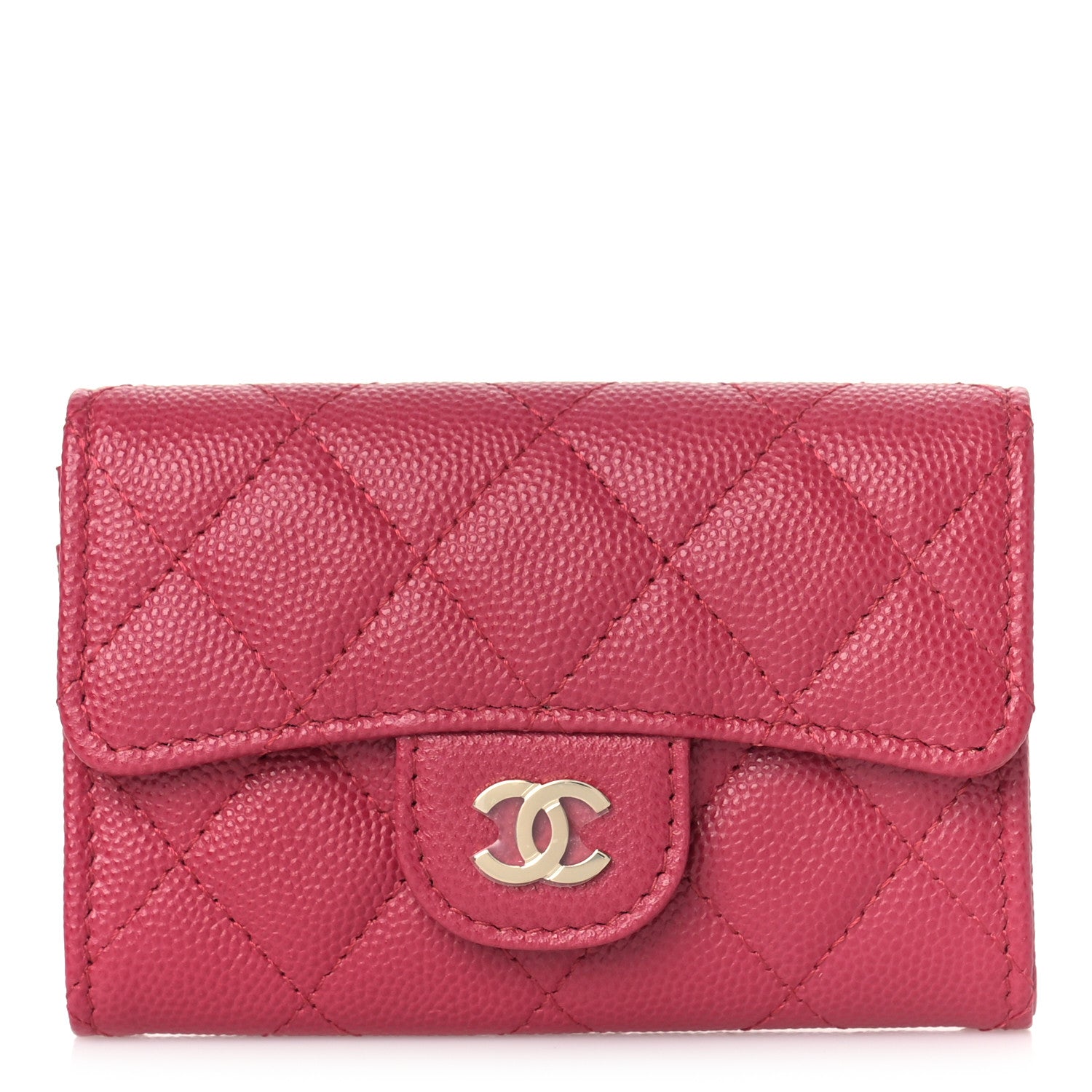 Chanel Caviar Quilted Flap Card Holder Wallet Fuchsia 1 of 11