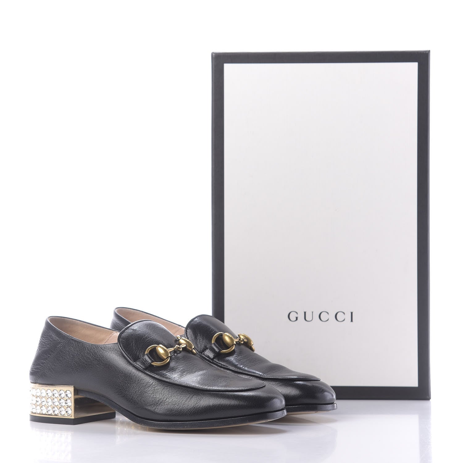 Gucci Goatskin Crystal Womens Horsebit Loafers 35 Black 13 of 13