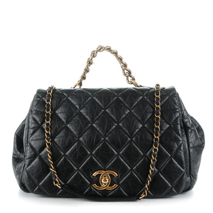 Chanel Aged Calfskin Quilted Large Pondichery Flap Black 1 of 9