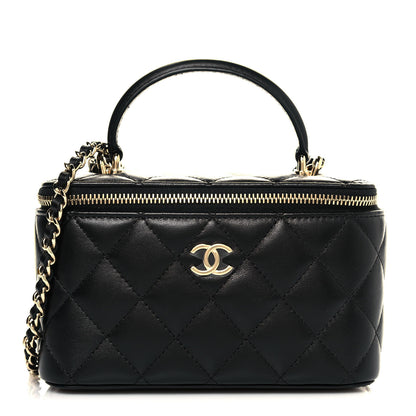 Chanel Lambskin Quilted Small Top Handle Vanity Case With Chain Black 1 of 11
