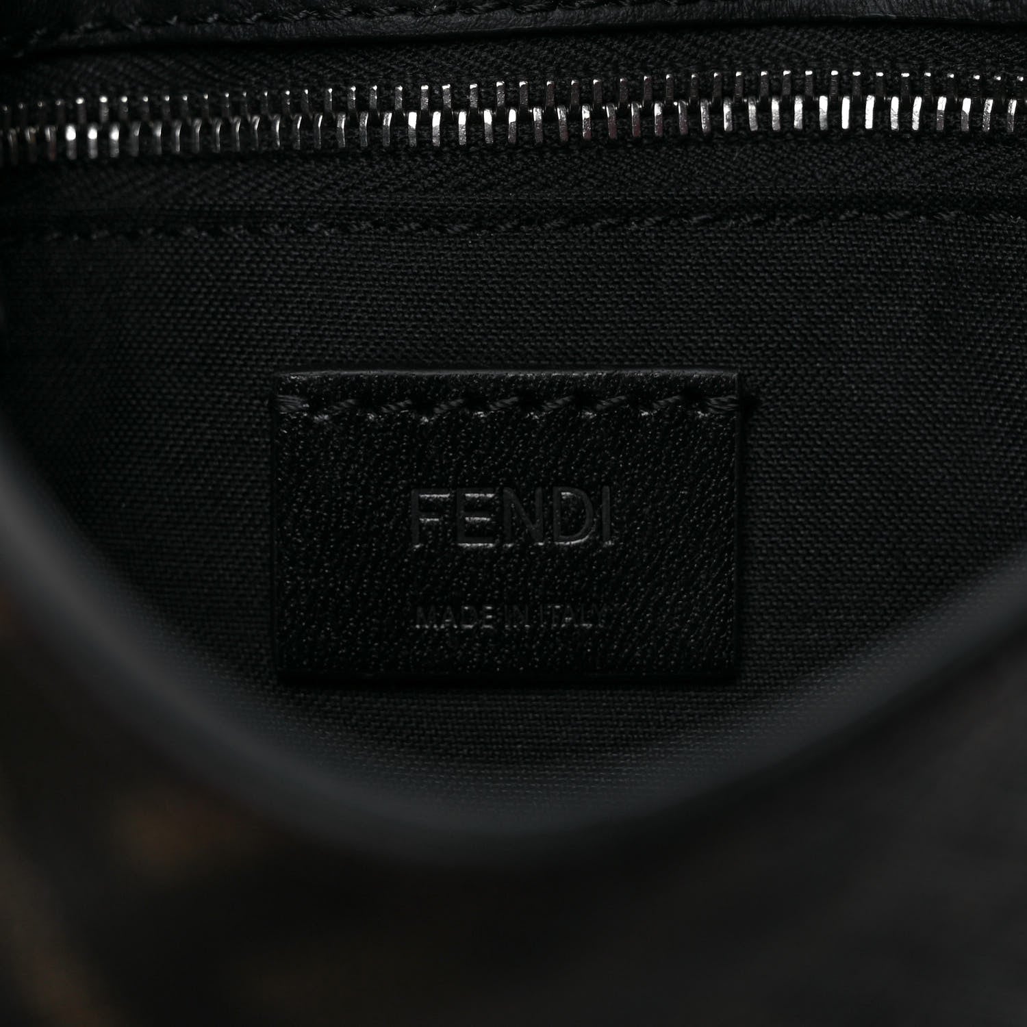 Fendi Glazed Fabric Cotton Vitello King Aura FF 1974 Baguette Belt Pouch Tobacco Moro Sand Black 6 of 8