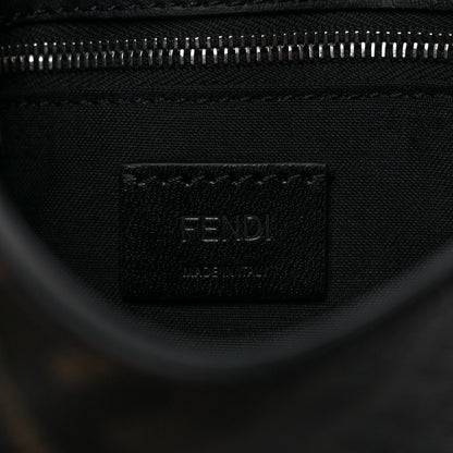 Fendi Glazed Fabric Cotton Vitello King Aura FF 1974 Baguette Belt Pouch Tobacco Moro Sand Black 6 of 8