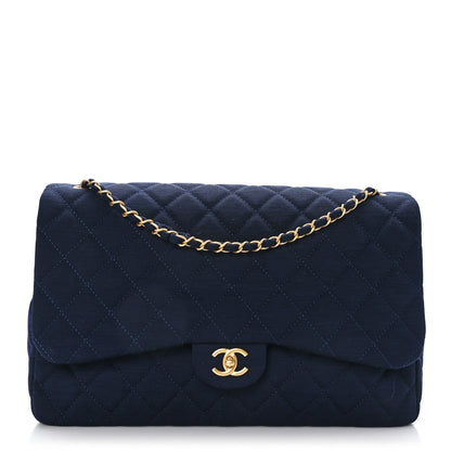 Chanel Jersey Quilted XL Jumbo Flap Navy 1 of 9