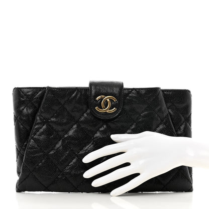 Chanel Caviar Quilted Coco Pleats Clutch Black 2 of 8