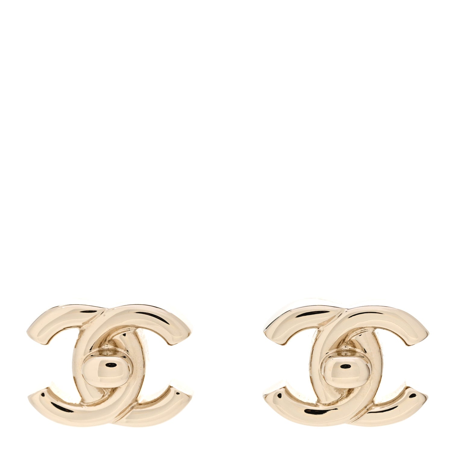 Chanel Metal CC Turnlock Earrings Gold 1 of 5