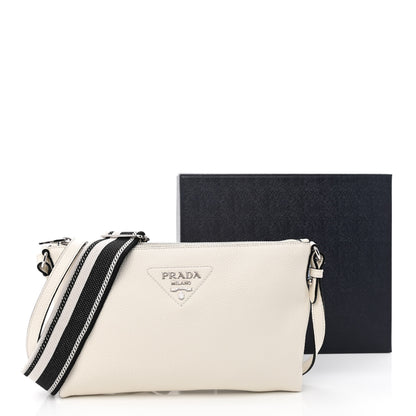 Prada Vitello Daino Soft Zippered Shoulder Bag White 11 of 11