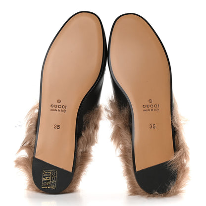 Gucci Calfskin Fur Tiger Embroidered Womens Princetown Slippers 35 Black 5 of 7