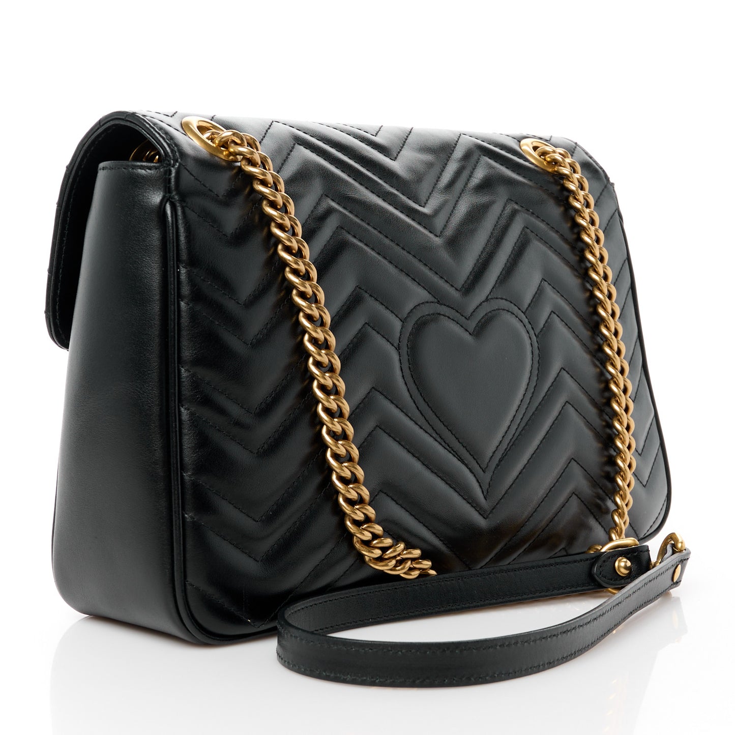 Calfskin Matelasse Medium GG Marmont Shoulder Bag Black