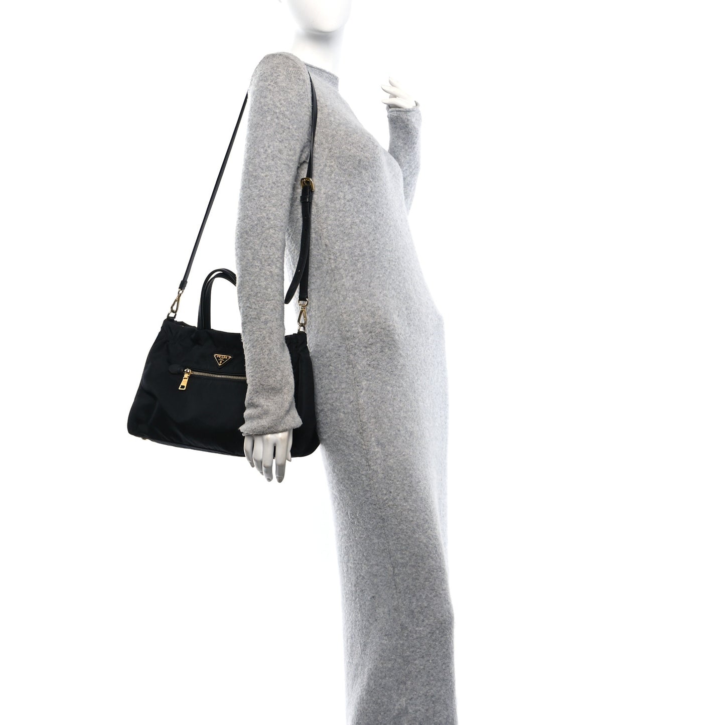 Tessuto Nylon Saffiano Shopping Tote Black