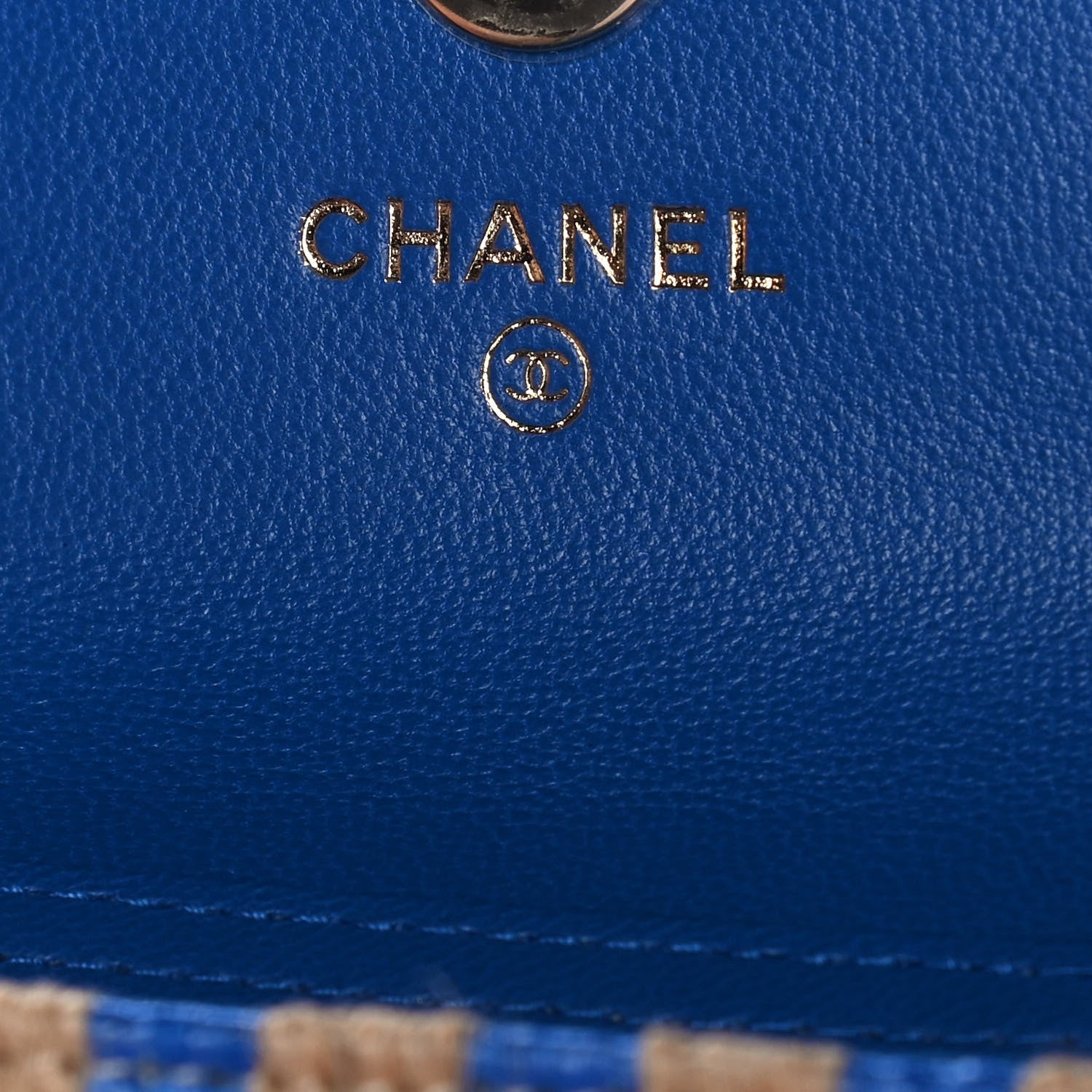 Chanel Raffia Jute Striped Belt Bag Blue Beige 5 of 13