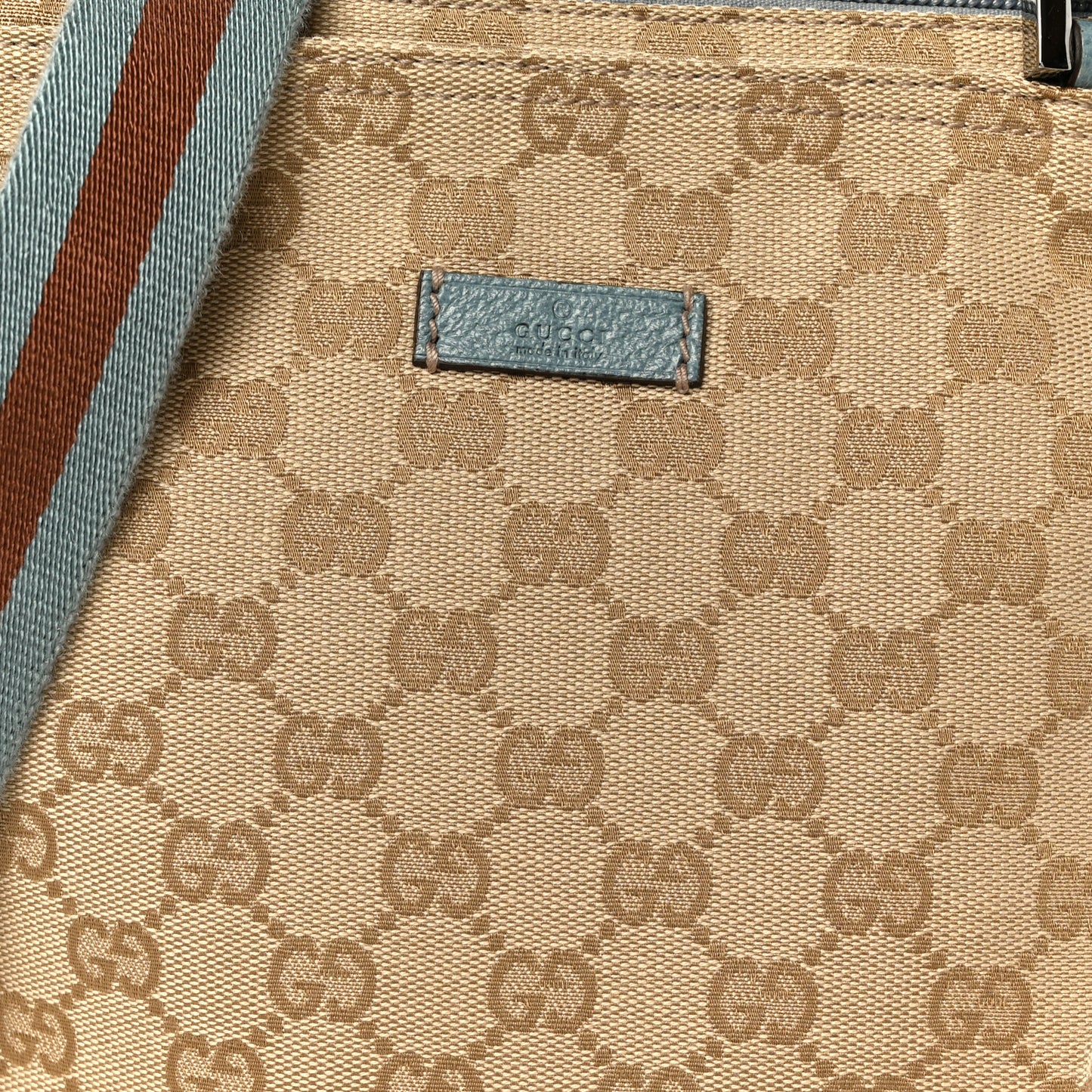 Monogram Web Small Flat Messenger Bag Blue