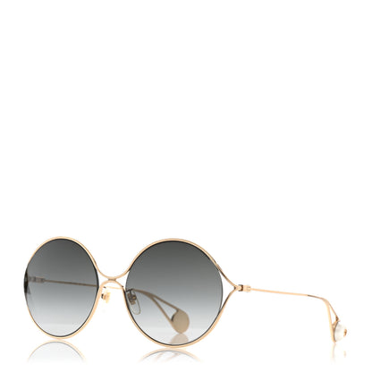 Gucci Metal Round Pearl Tip Sunglasses GG0253S Gold 1 of 8