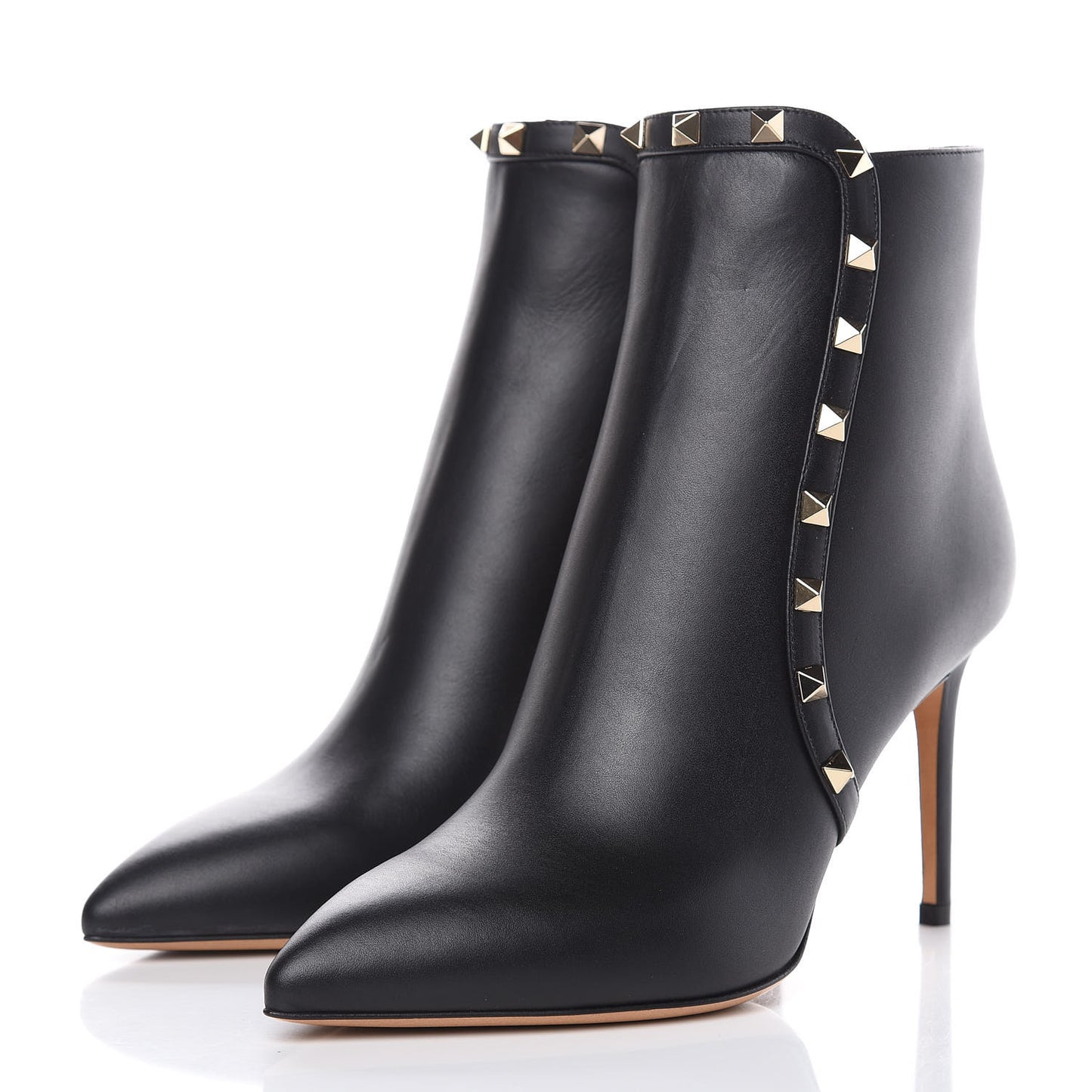 Calfskin Rockstud 85mm Ankle Booties 38 Black