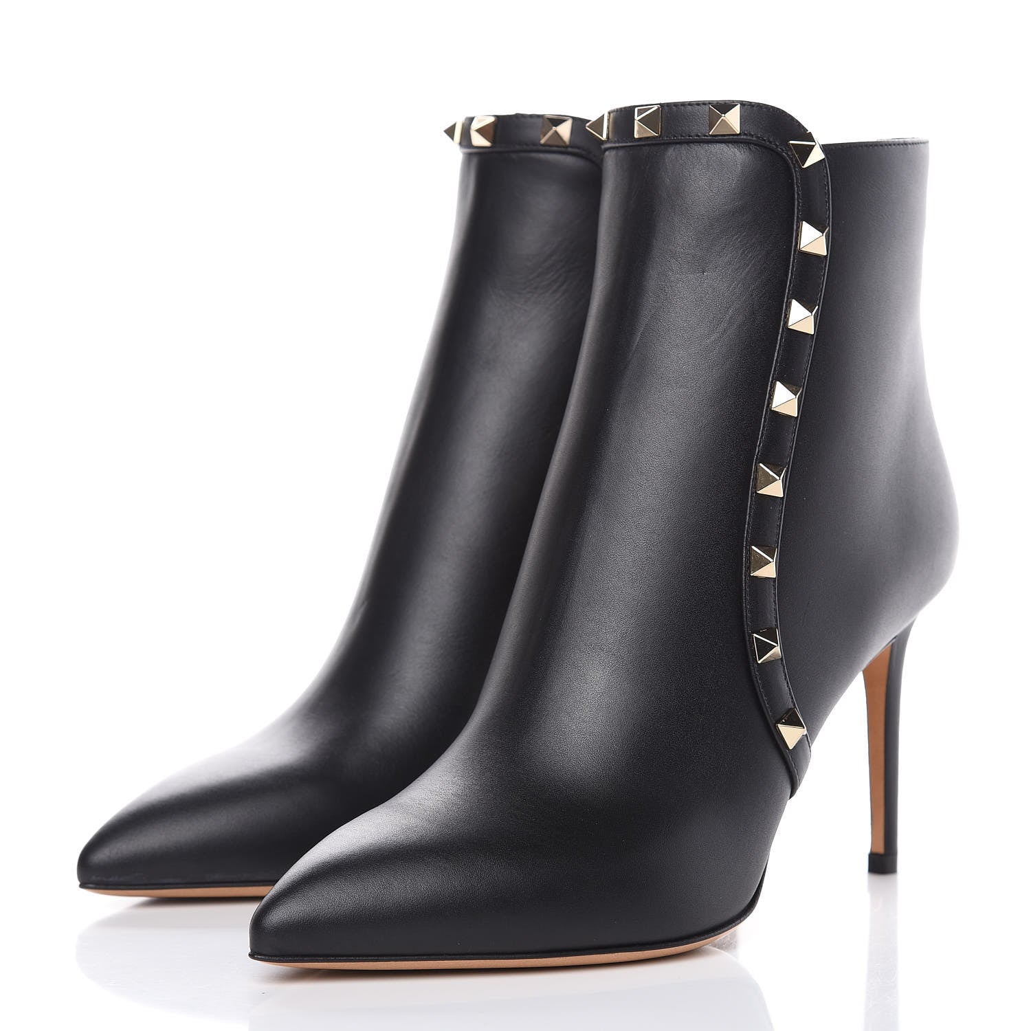 Valentino Garavani Calfskin Rockstud 85mm Ankle Booties 38 Black 3 of 8