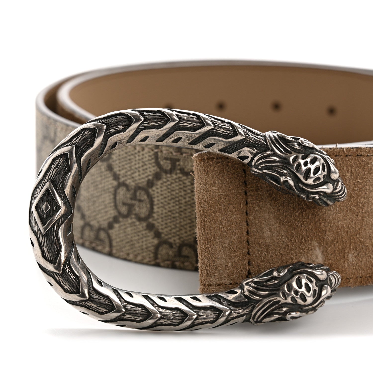 Gucci GG Supreme Monogram Suede Dionysus 40mm Belt 90 36 Beige Taupe 6 of 7