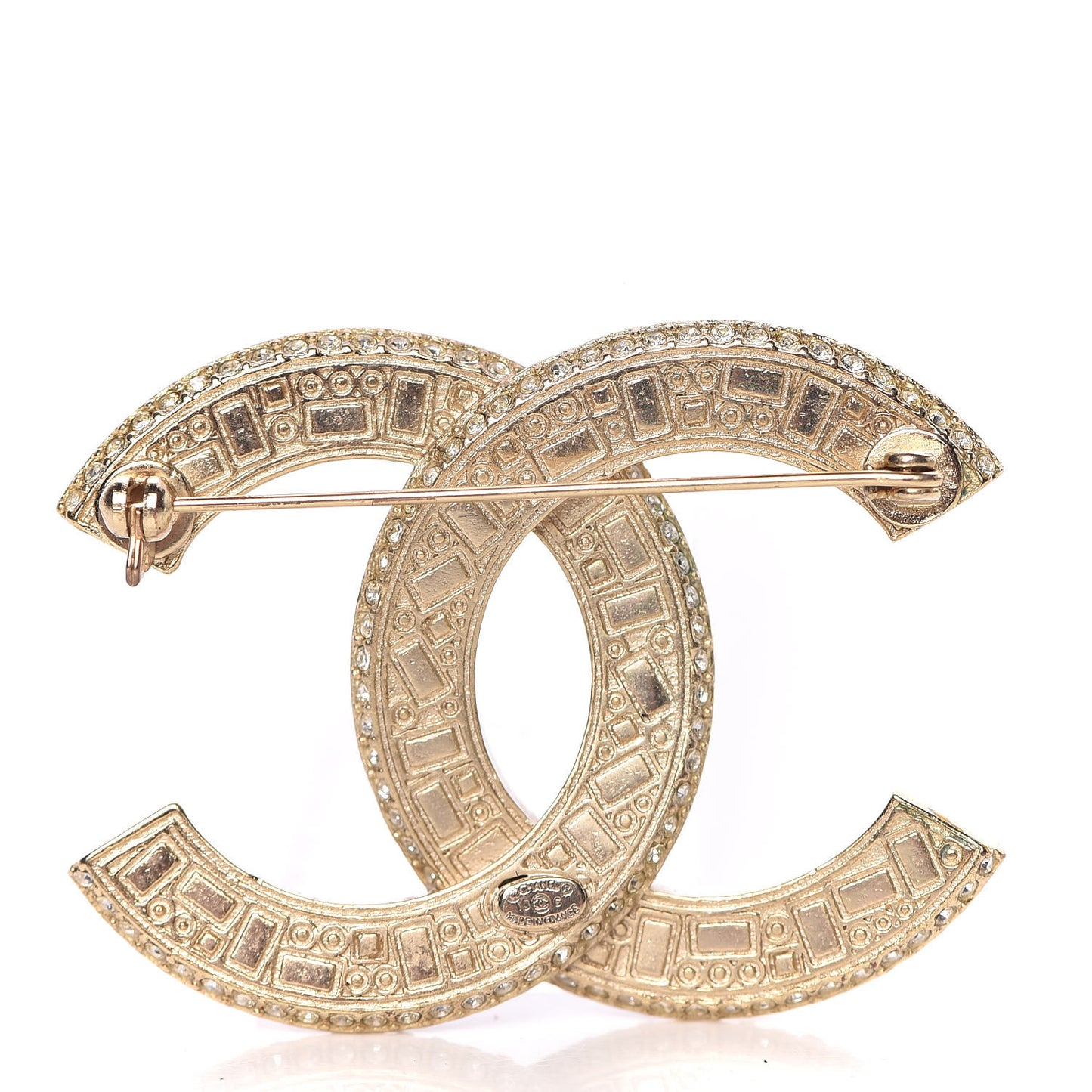 Baguette Crystal CC Brooch Gold Black