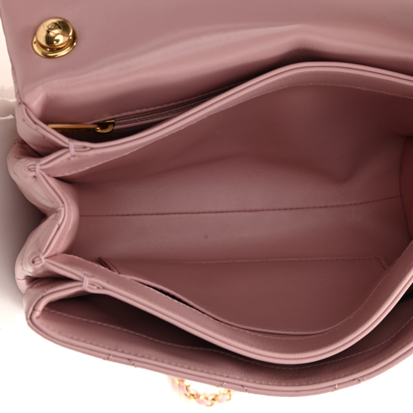 Lambskin Quilted Medium Color Match Flap Light Pink