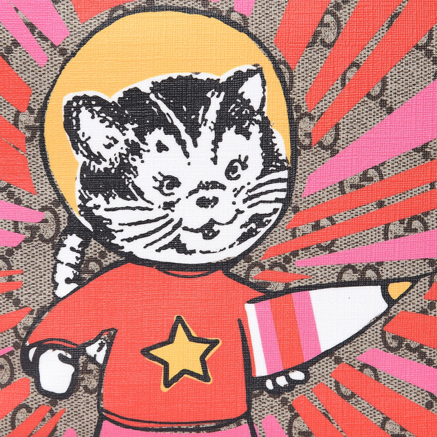 GG Supreme Monogram Kids Rocket Cat Tote Rose Orange
