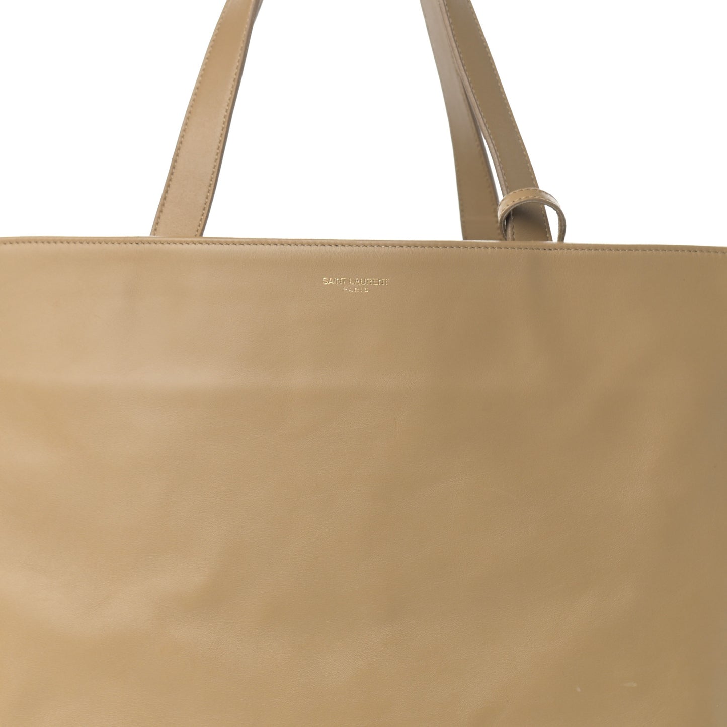 Calfskin Suede North South Reversible Shopping Tote Beige Black
