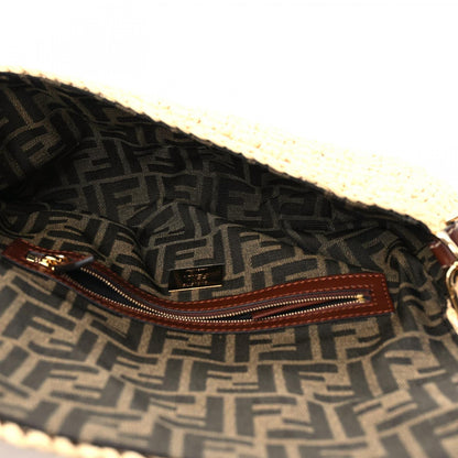 Fendi Straw Vitello King Woven Baguette Natural Ghianda 4 of 10