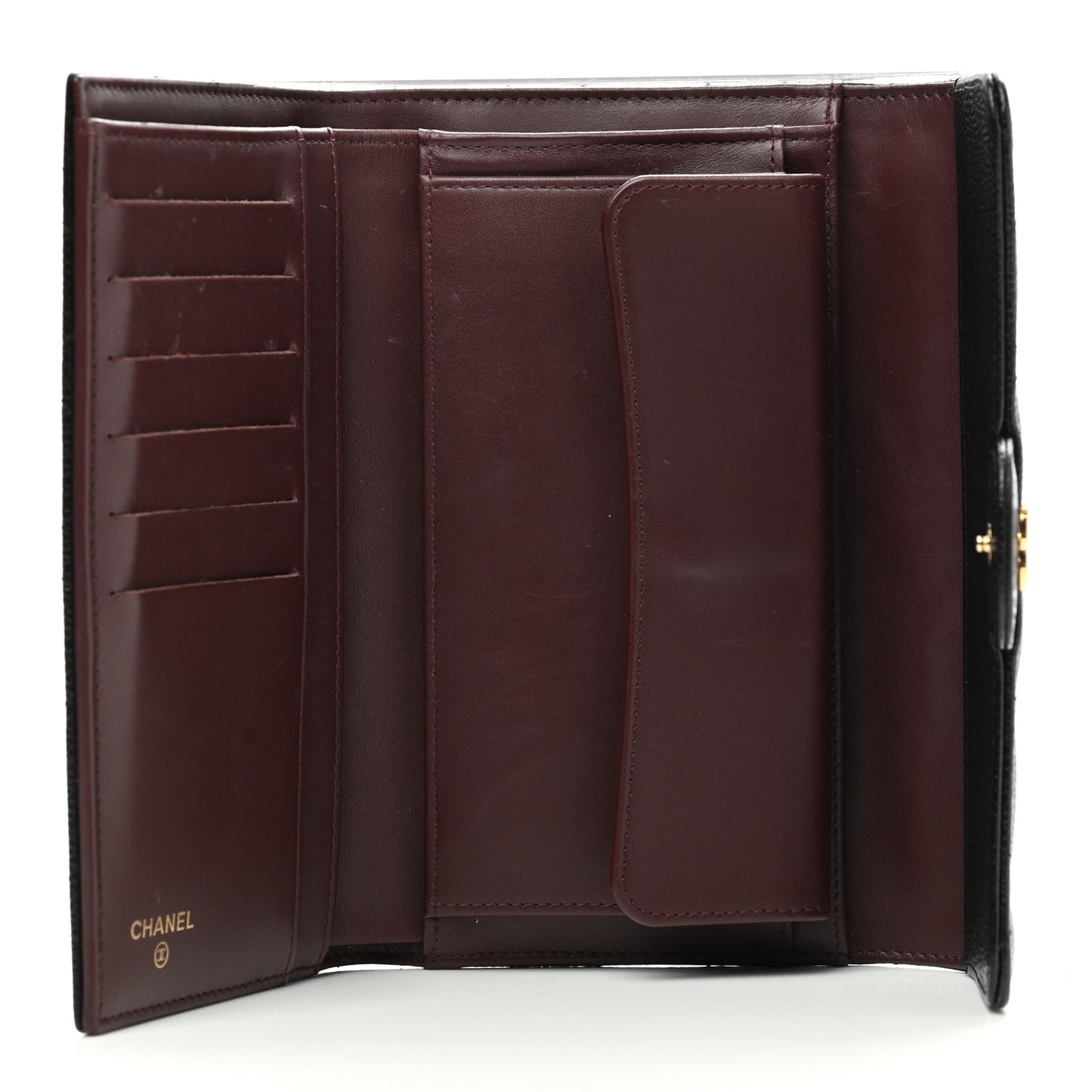 Caviar Quilted Large Flap Wallet Black