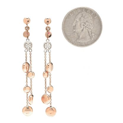 Roberto Coin 18K Rose White Gold Diamond Double Pebble Drop Earrings 2 of 5