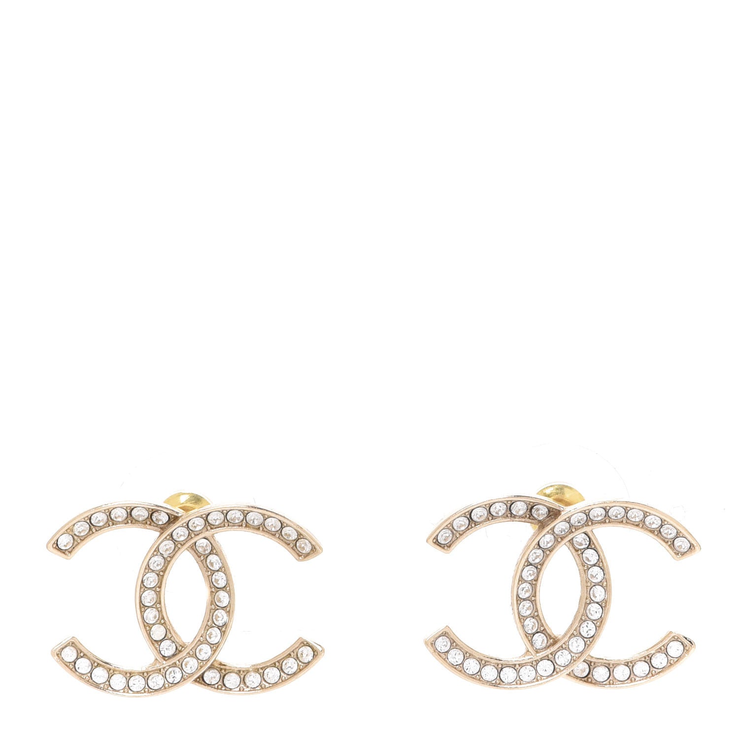 Chanel Crystal Large CC Earrings Gold 1 of 5
