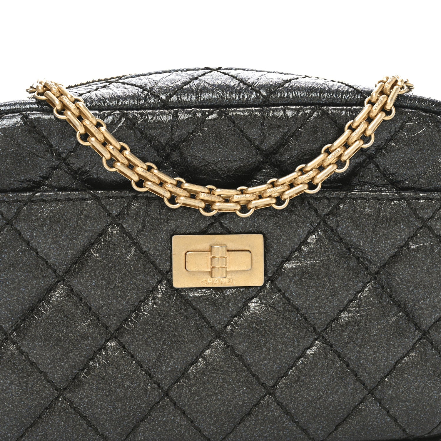 Chanel Metallic Aged Calfskin Quilted Mini Reissue Camera Case Ruthenium 8 of 11
